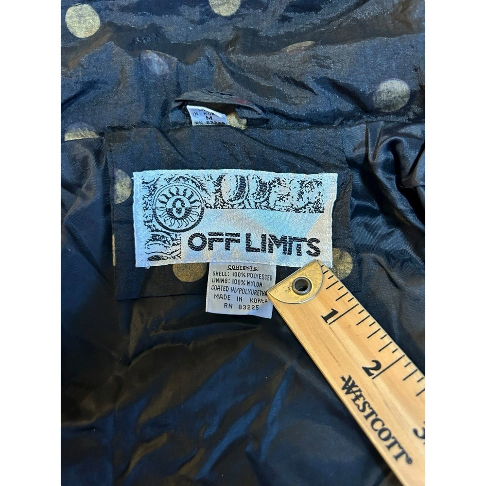 Vintage 90s Off Limits Bomber Jacket Plaid Ornate Baroque Mens Medium Full Zip - Picture 4 of 9